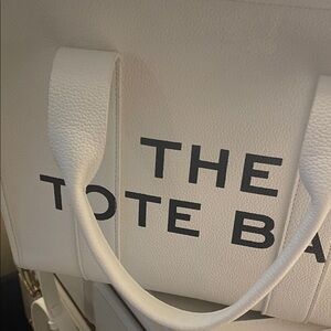 White Tote Bag with Black Accents